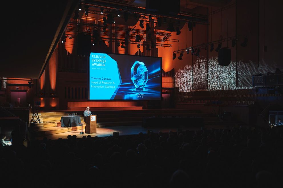 Thomas Canova at the ULB-VUB Syensqo awards 2026 ceremony